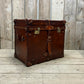 Antique Leather Luxury Campaign Style End Table Trunk Drawing Room Home Decor Furnishings