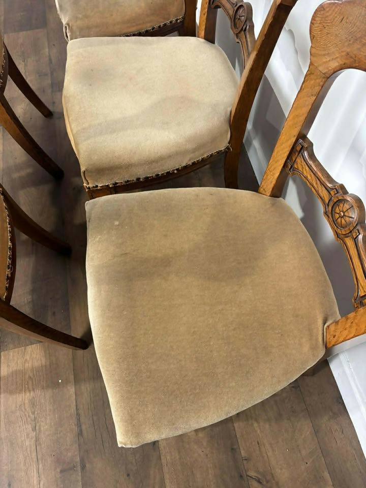 Victorian Set of Six Carved Walnut Dining Chairs