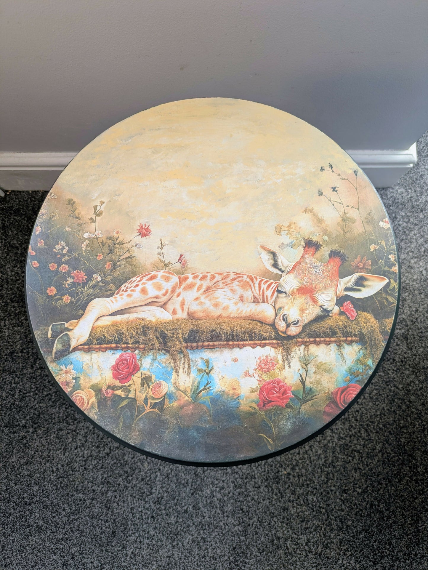 Hand Painted and Decoupaged Small Side Table