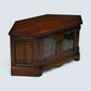Old Charm TV Stand Linenfold Leaded Glass Doors Tudor Brown FREE UK Delivery