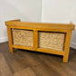 Modern Oak Storage Bench With Two Wicker Drawers