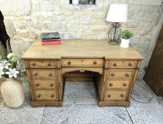Victorian Ash Pedestal Desk - Arts & Crafts - Refinshed Top