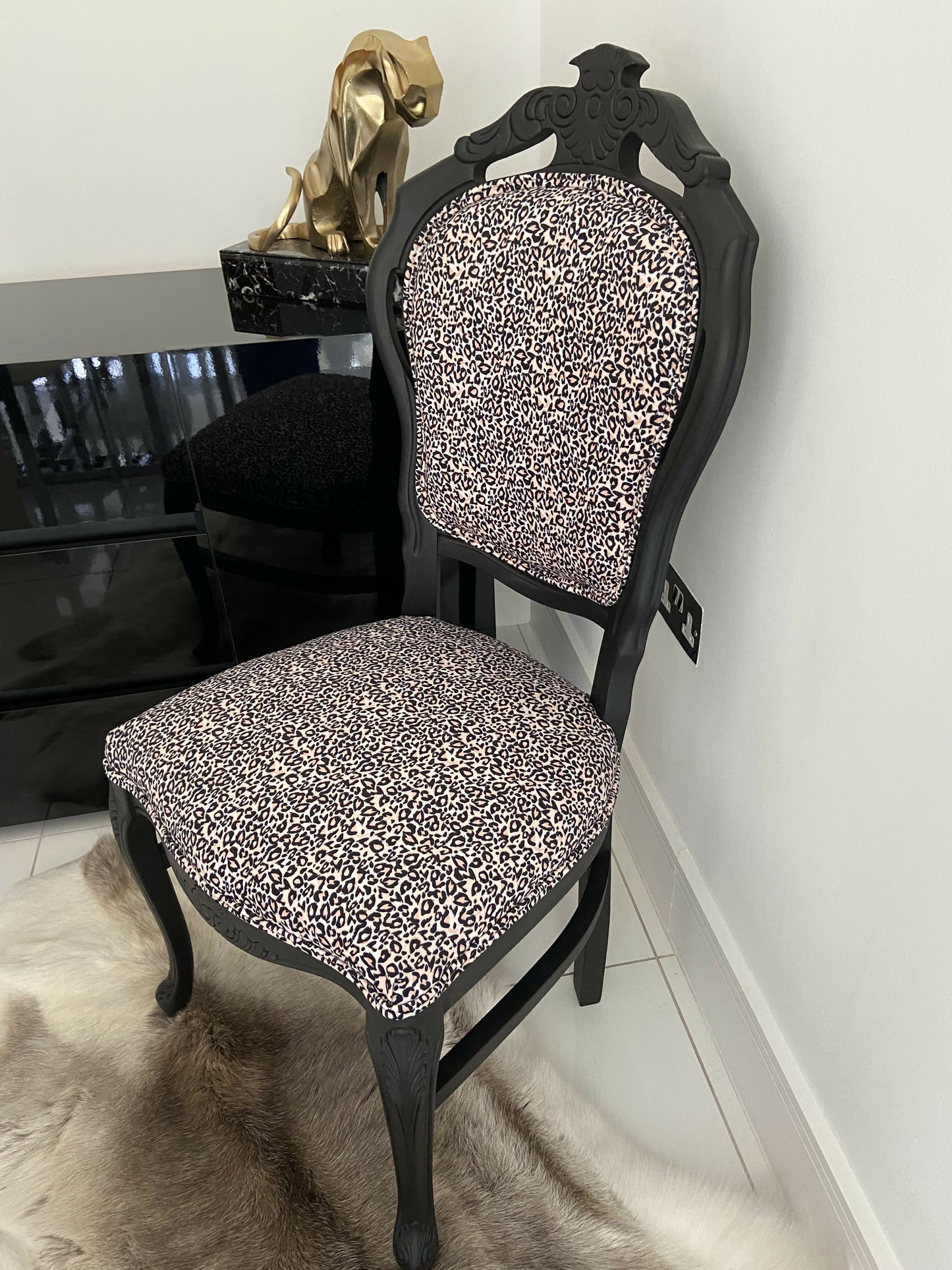 Leopard Print Velvet Chair