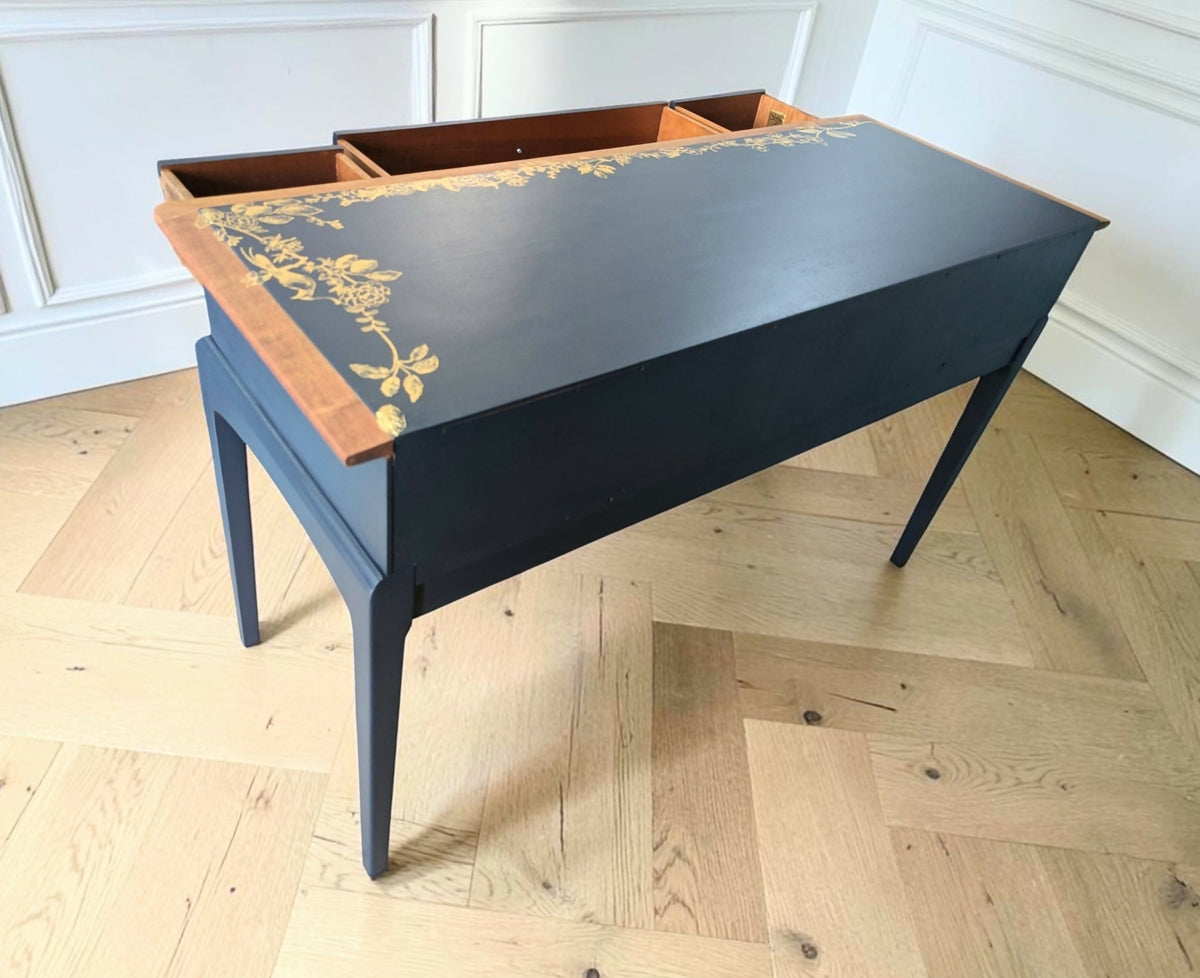 Stag minstrel navy blue gold console table dressing table desk