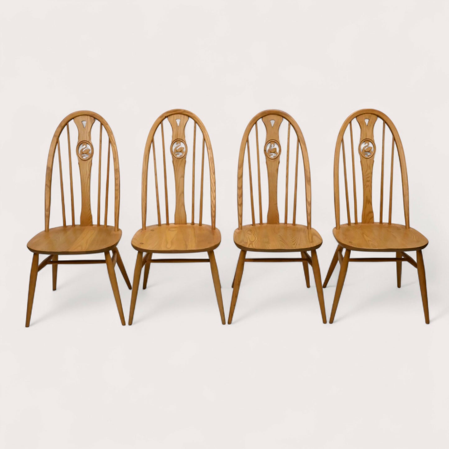 4 Ercol Windsor Swan Bow Back Dining Chairs Light Finish #876 FREE UK Delivery. SBR10505/2705E