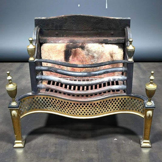 George III Style Wrought Iron and Brass Fire Basket