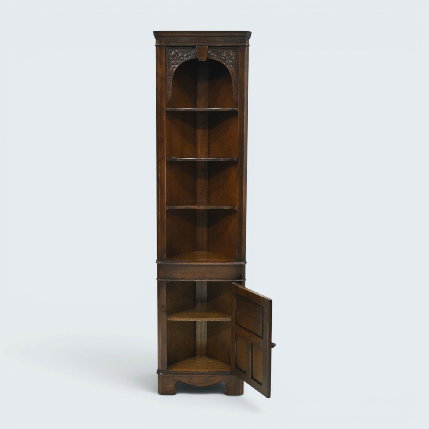 Corner Display Cabinet Carved Cupboard & Open Shelves by Jaycee FREE UK Delivery