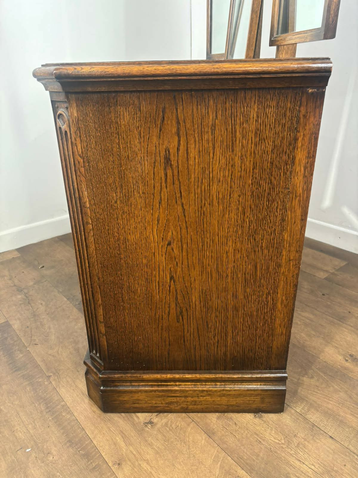 Vintage Oak Dressing Table With Triptych Mirror