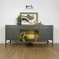 Refinished Mid Century Deep Olive Green Large Nathan Sideboard with drinks cabinet