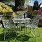 White Love Seat Patio Set with Bench in Pebble Grey