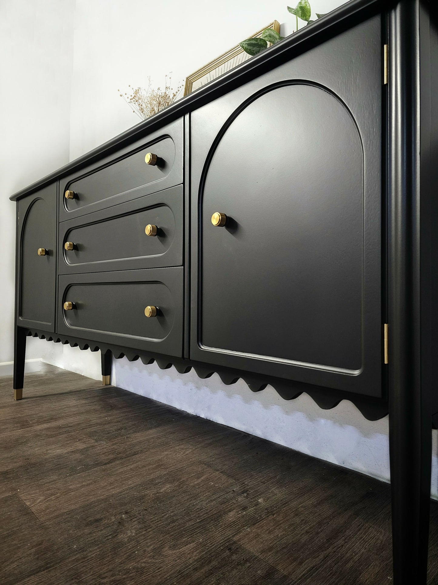 Mid Century Modern Sideboard With Wavy Trim