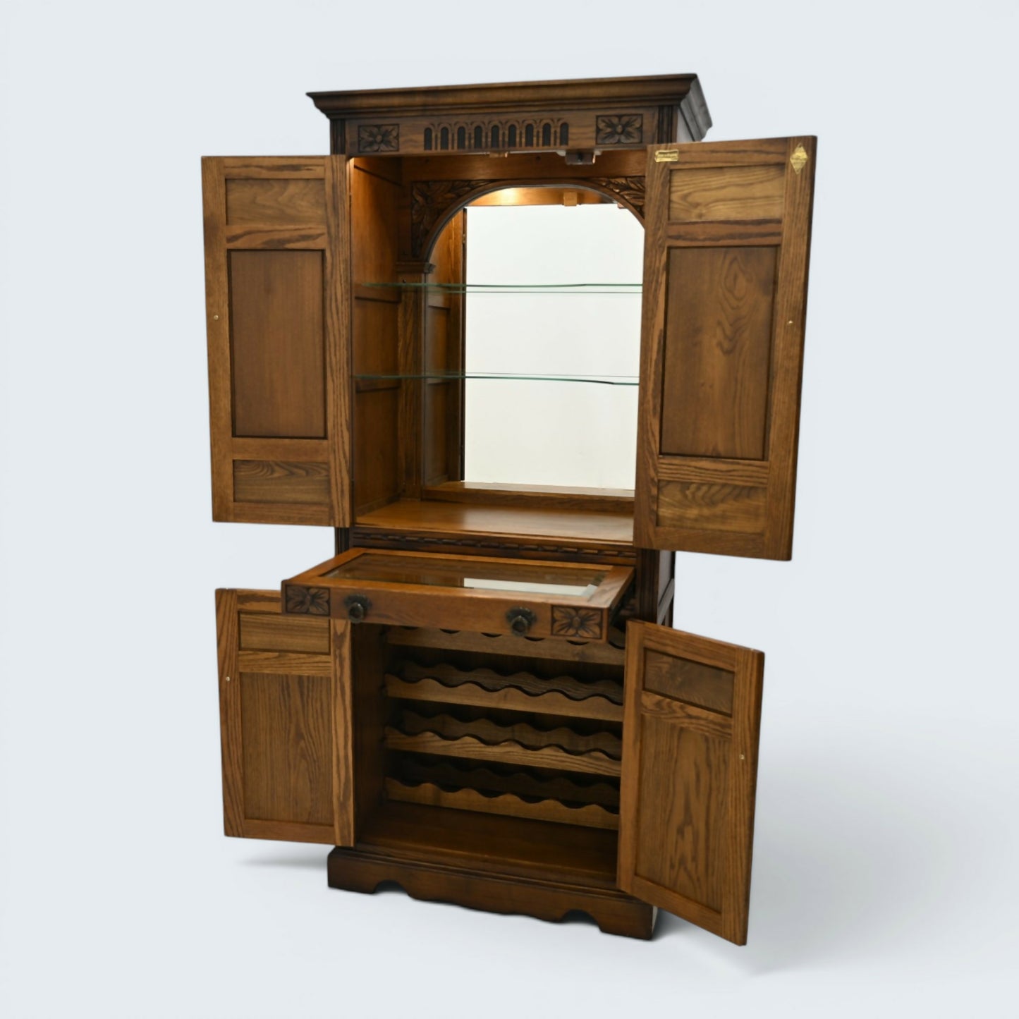 Old Charm Cocktail/Wine Cabinet With Wine Rack For 24 Bottles FREE UK Delivery