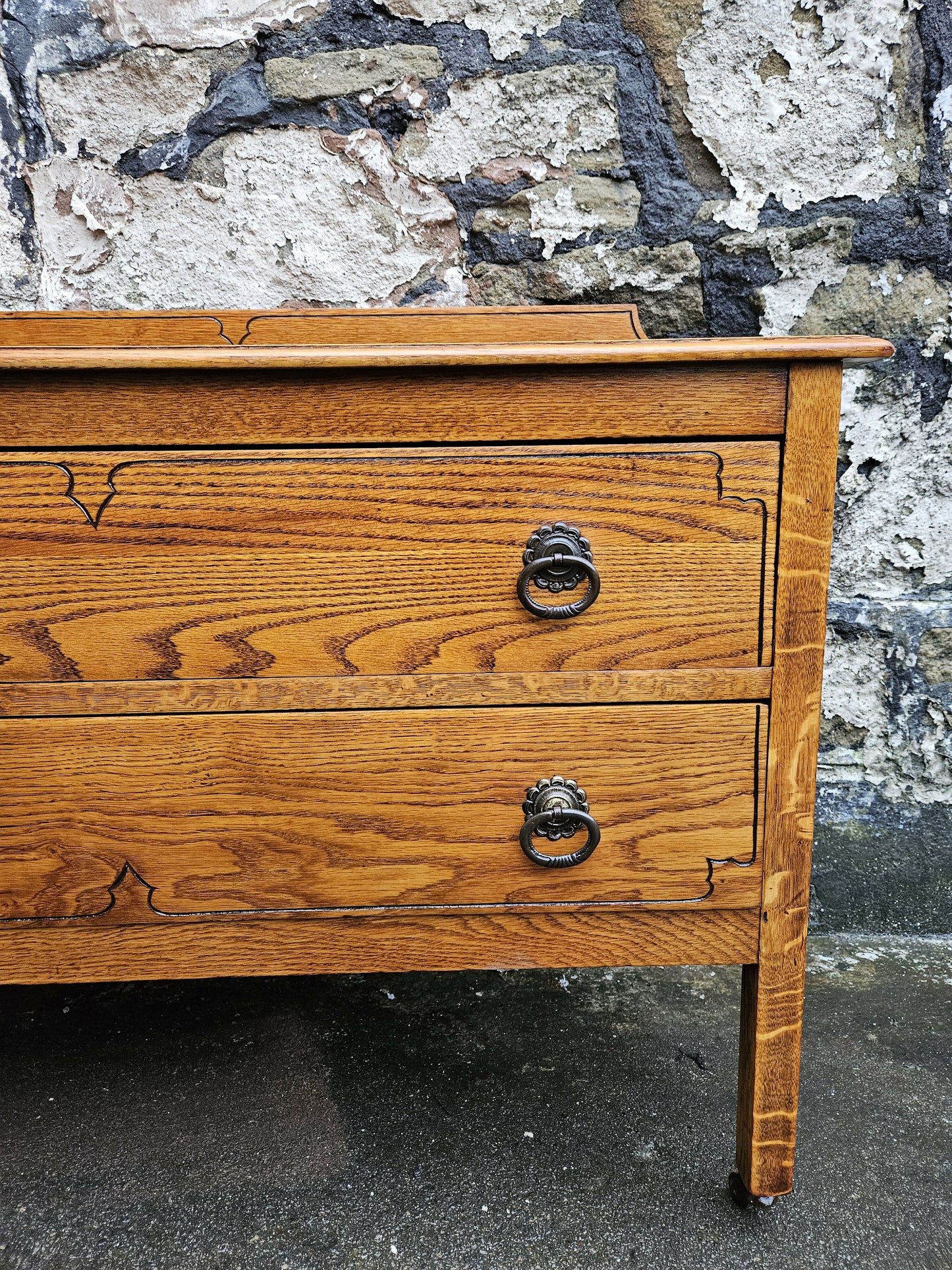 Vintage Oak Chest Of Drawers: Tallboy Cabinet Two Drawer