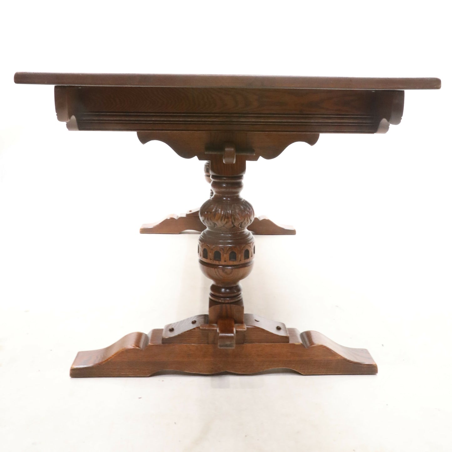 Old Charm Wood Bros Sovereign Dining Table in Tudor Brown Solid FREE UK Delivery. SBR8854/2902D