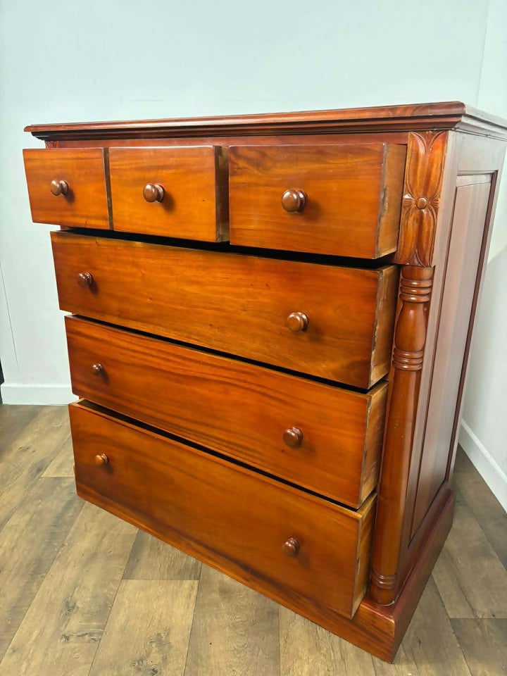 Reproduction Victorian Style Mahogany Six Drawer Bedroom Chest