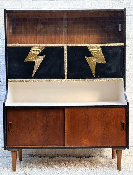 Rock N’ Roll Themed Jentique Mid-century Sideboard Bowie Lightning