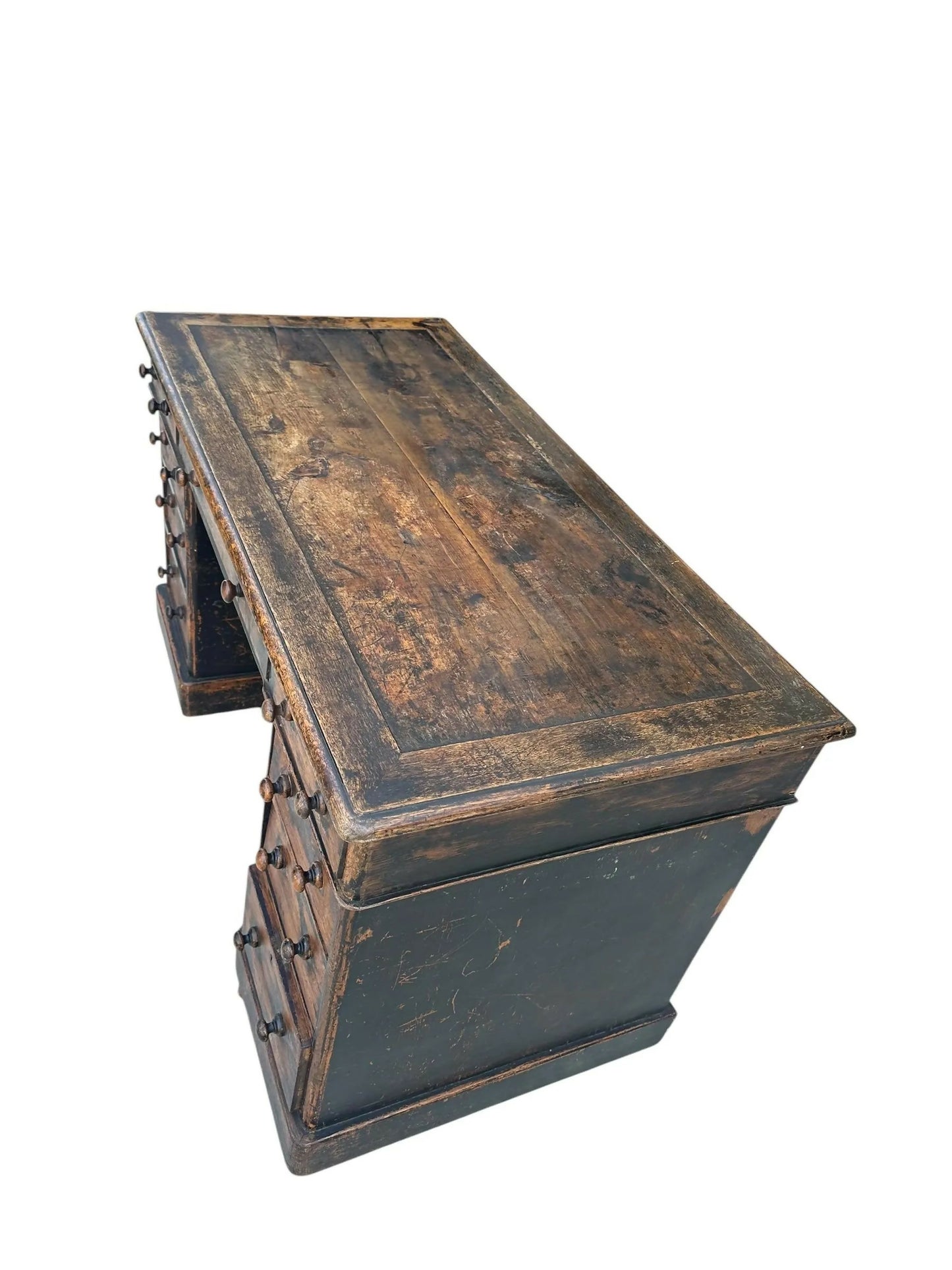 Vintage Victorian distressed office pedestal desk