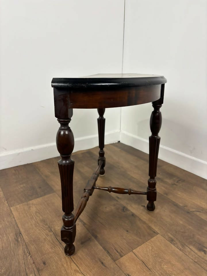 Antique Style Demi Lune Side Table on Reeded Supports