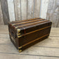 Antique full leather and brass bound travel trunk coffee table