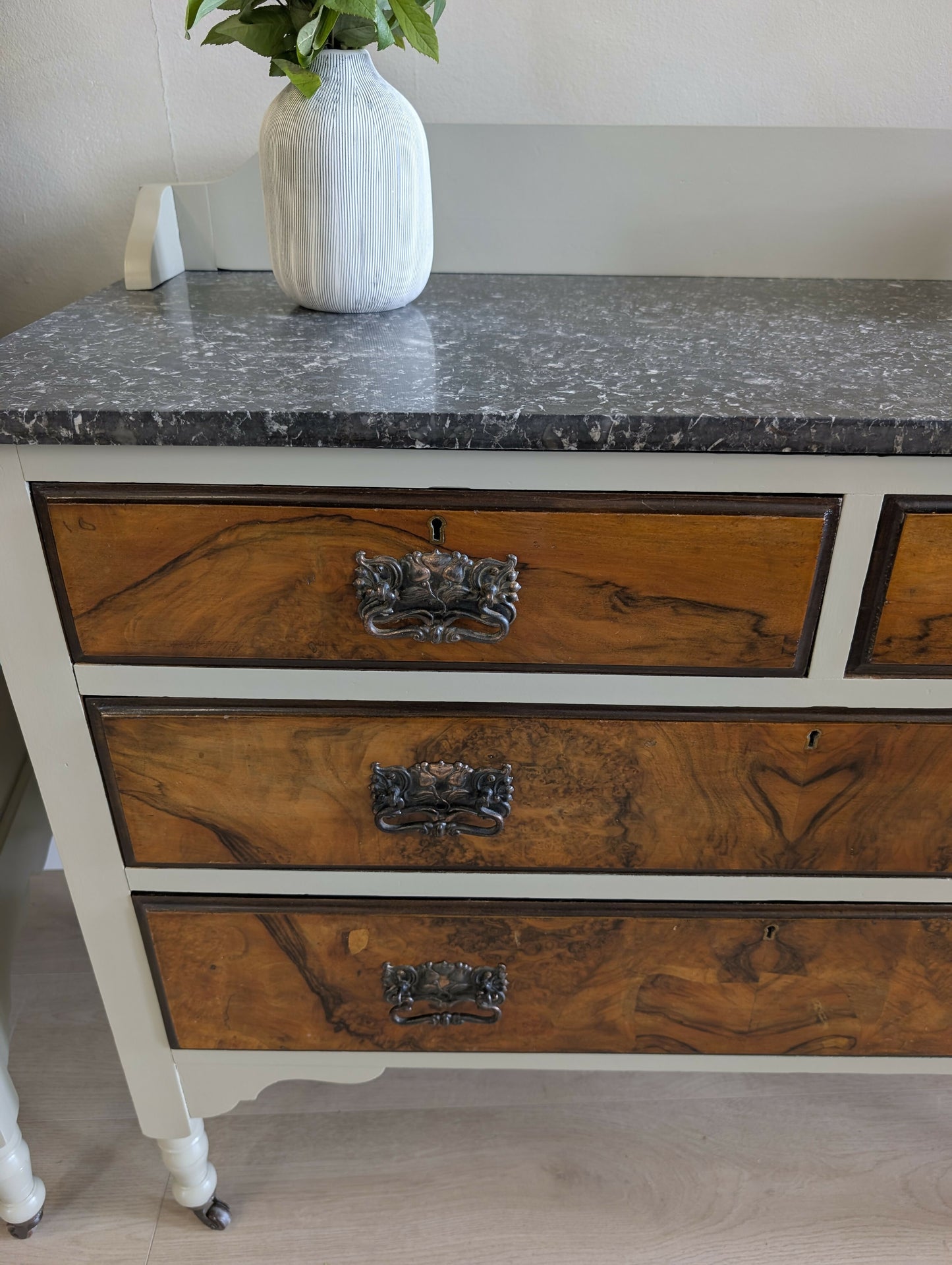 Late Victorian/Edwardian Marble Topped Washstand Chest of Drawers