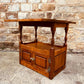 Rustic Solid Oak Side Table with Storage Cupboard