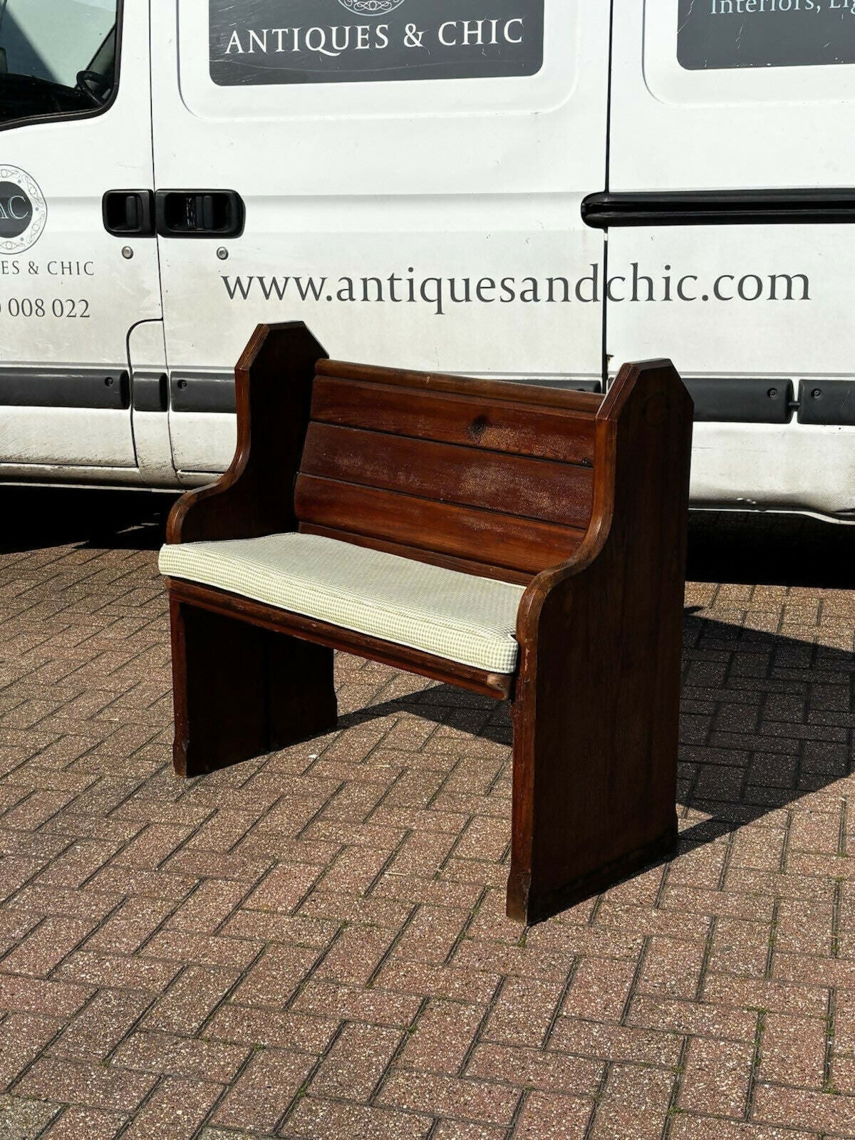 Small Vintage Victorian Pine Pew, 1800s