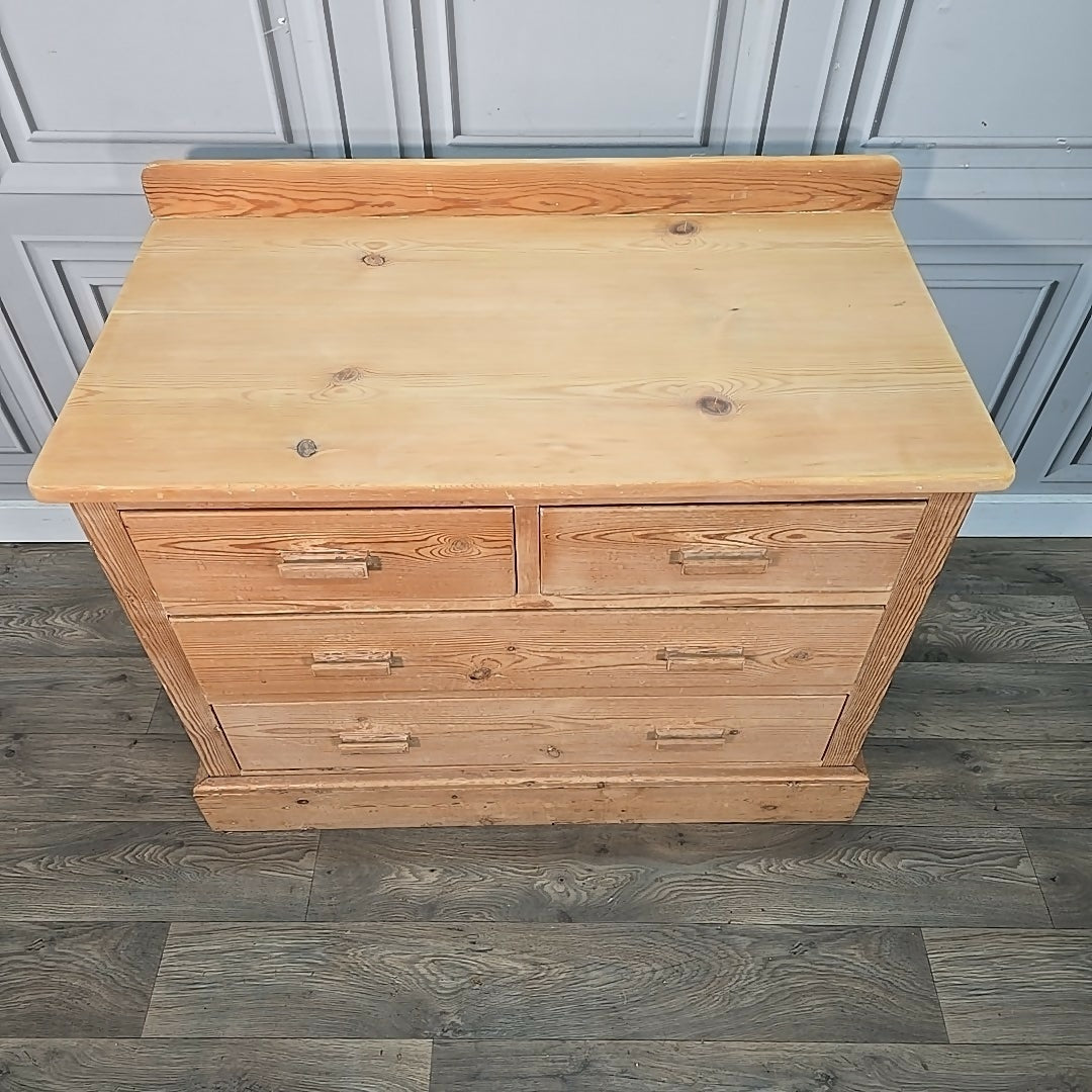 Vintage Chest of Drawers – Solid Pine - Rustic Farmhouse 4 Drawer Storage