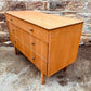 Mid-Century Teak Chest of Drawers – 4-Drawer Vintage Unit with Tapered Legs & Brass Knobs