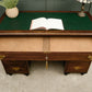 Victorian Oak Pedestal Desk with Full Width Drawer & Green Top