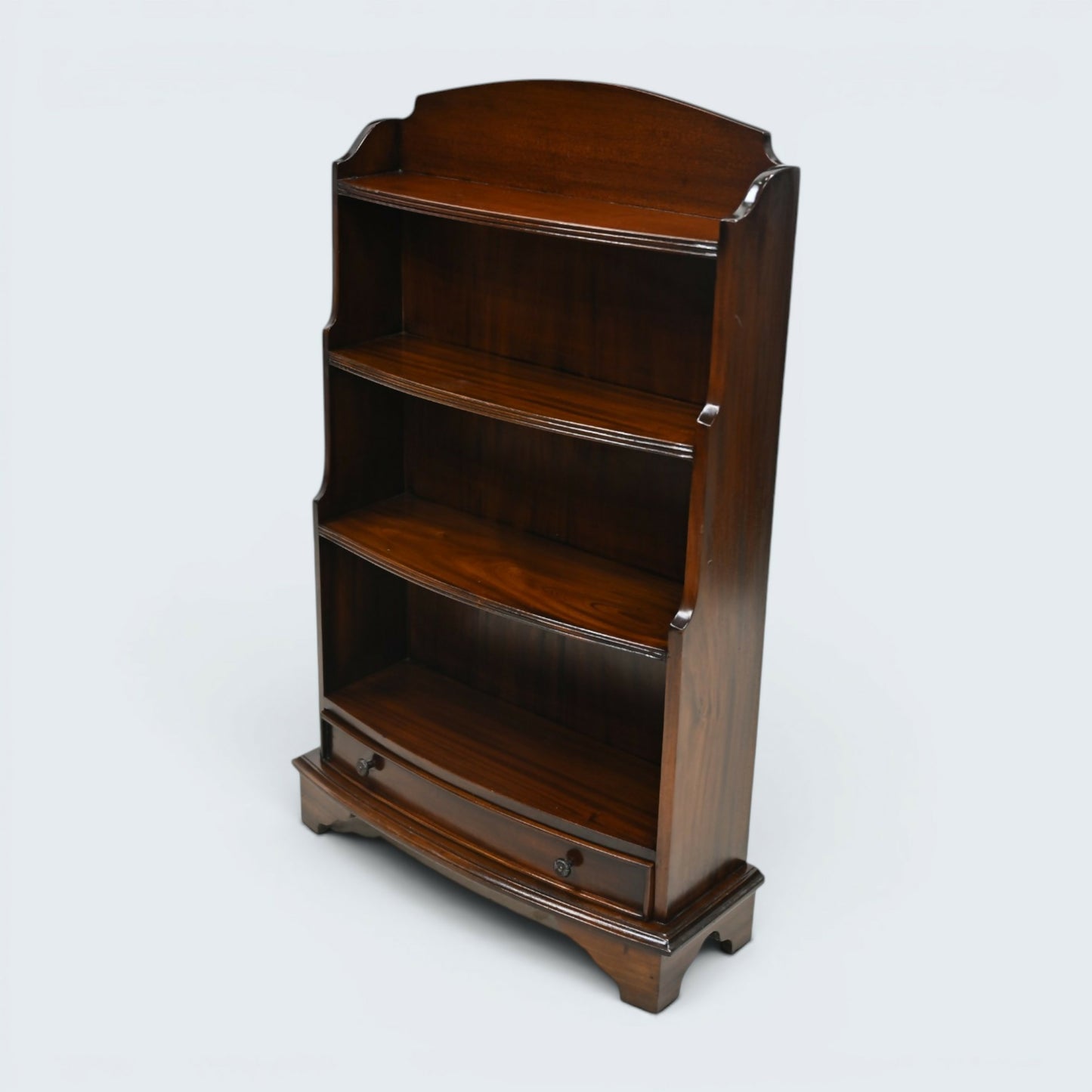 Mahogany Waterfall Bookcase 1 Drawer 4 Shelves Vintage Repro FREE UK Delivery*