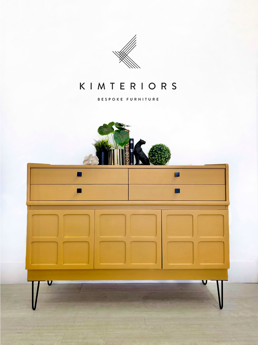 Large Mustard Yellow Nathan Mid Century Cabinet