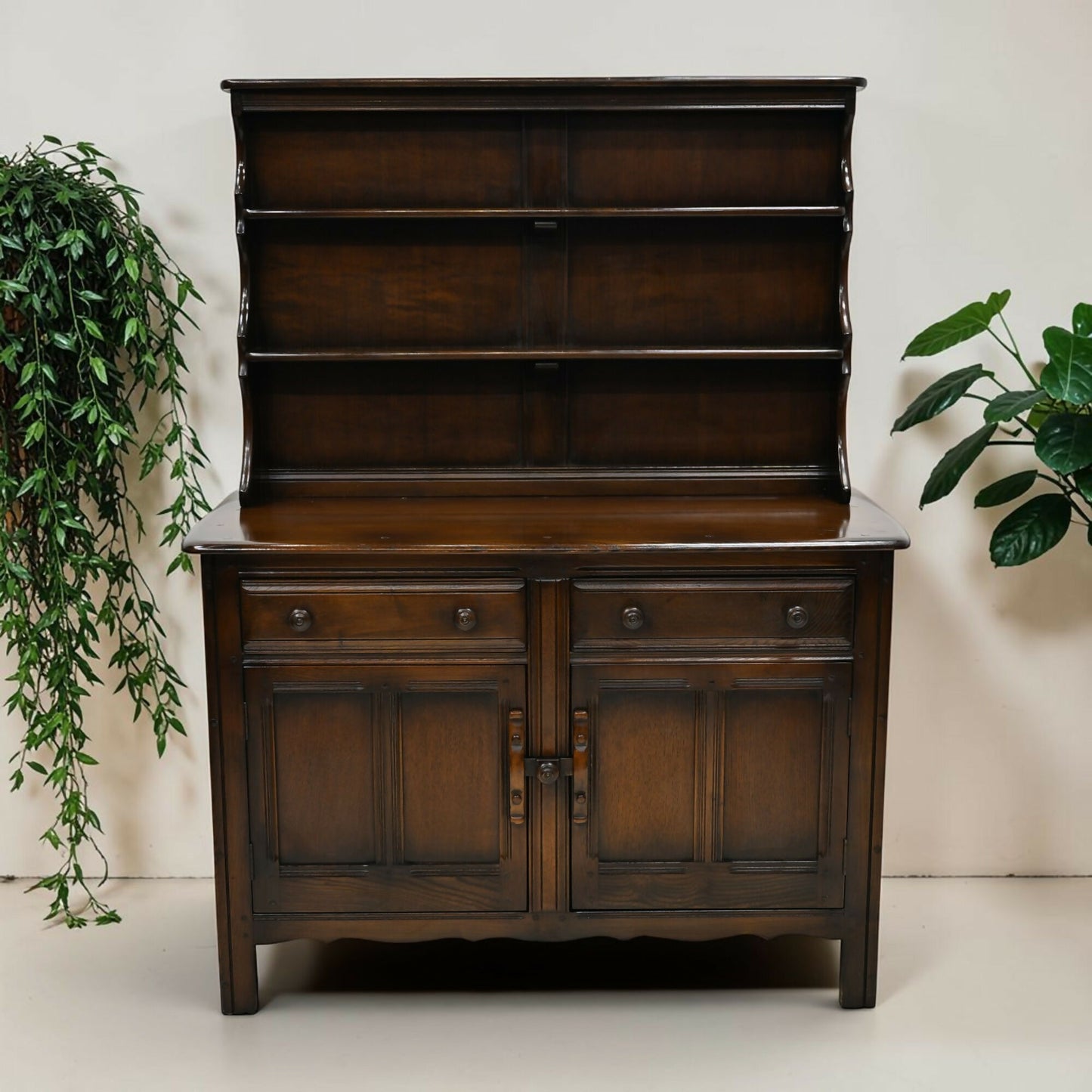 Ercol Welsh Dresser Sideboard Top Shelving Dark Finish 1970s FREE UK Delivery*