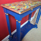 "Peacock Blues” Console Table with Drawers and Shelf