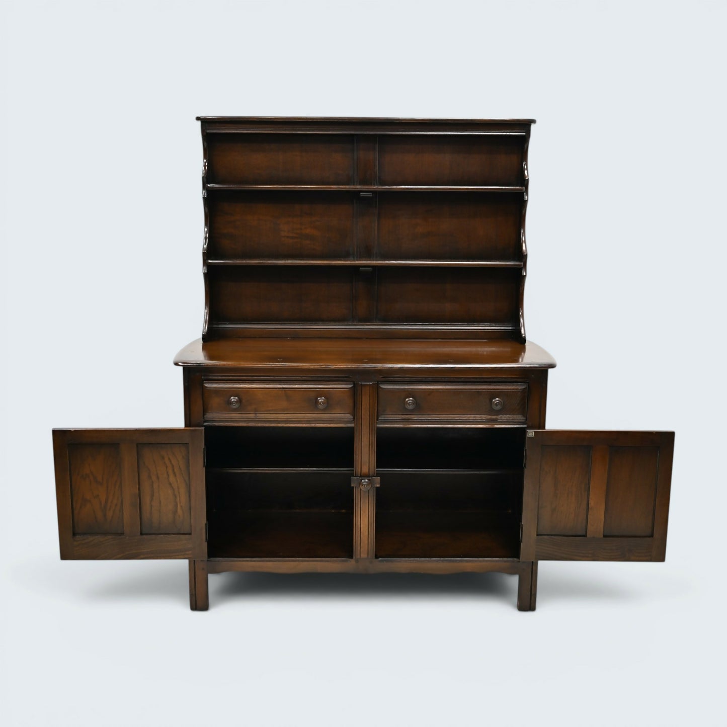 Ercol Welsh Dresser Sideboard Top Shelving Dark Finish 1970s FREE UK Delivery*