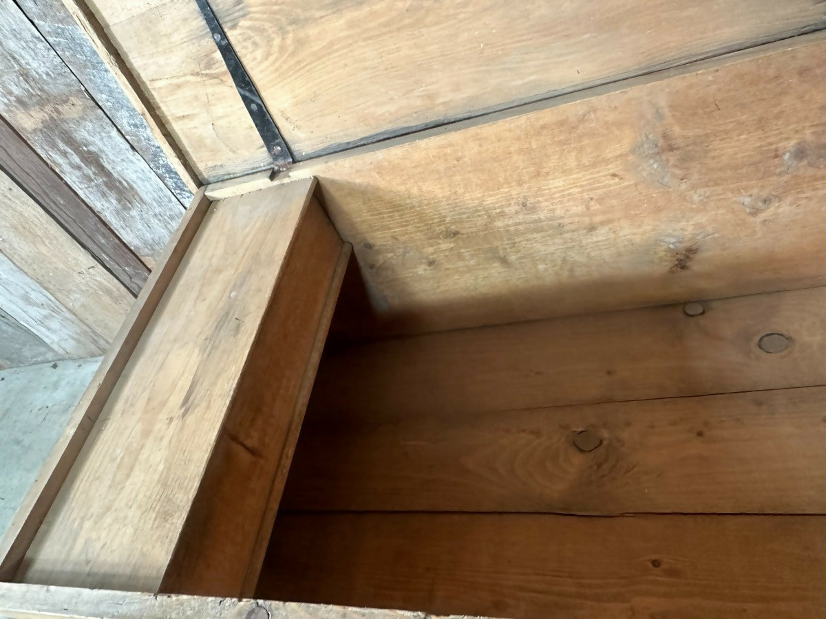 Vintage Victorian Pine Trunk Coffer Linen Box, c 1880