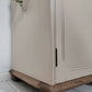 Tall Vintage Bedside Cabinet Painted in Beige with Green Interior