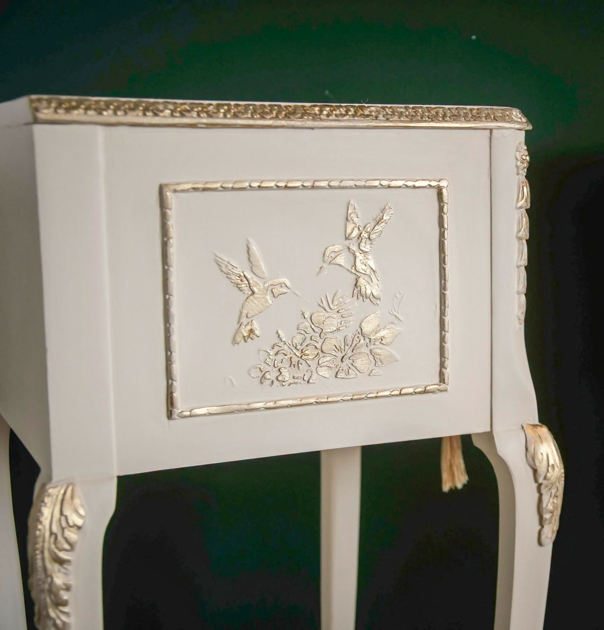 Pair of Cream French style Bedside drawers/nightstands with gold details