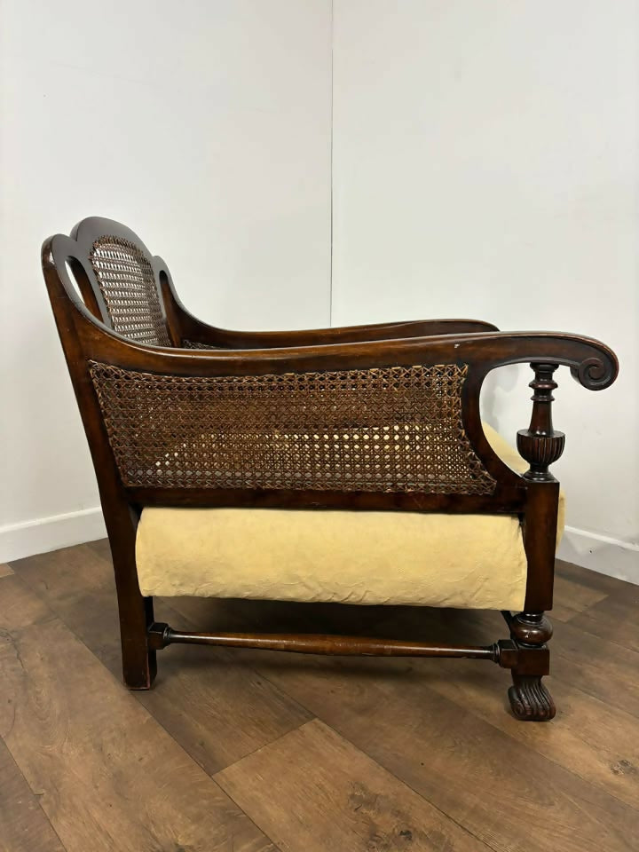 Edwardian Beech Framed Bergère Armchair