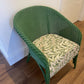 Green painted Lloyd loom 1961 chair with matching fabric