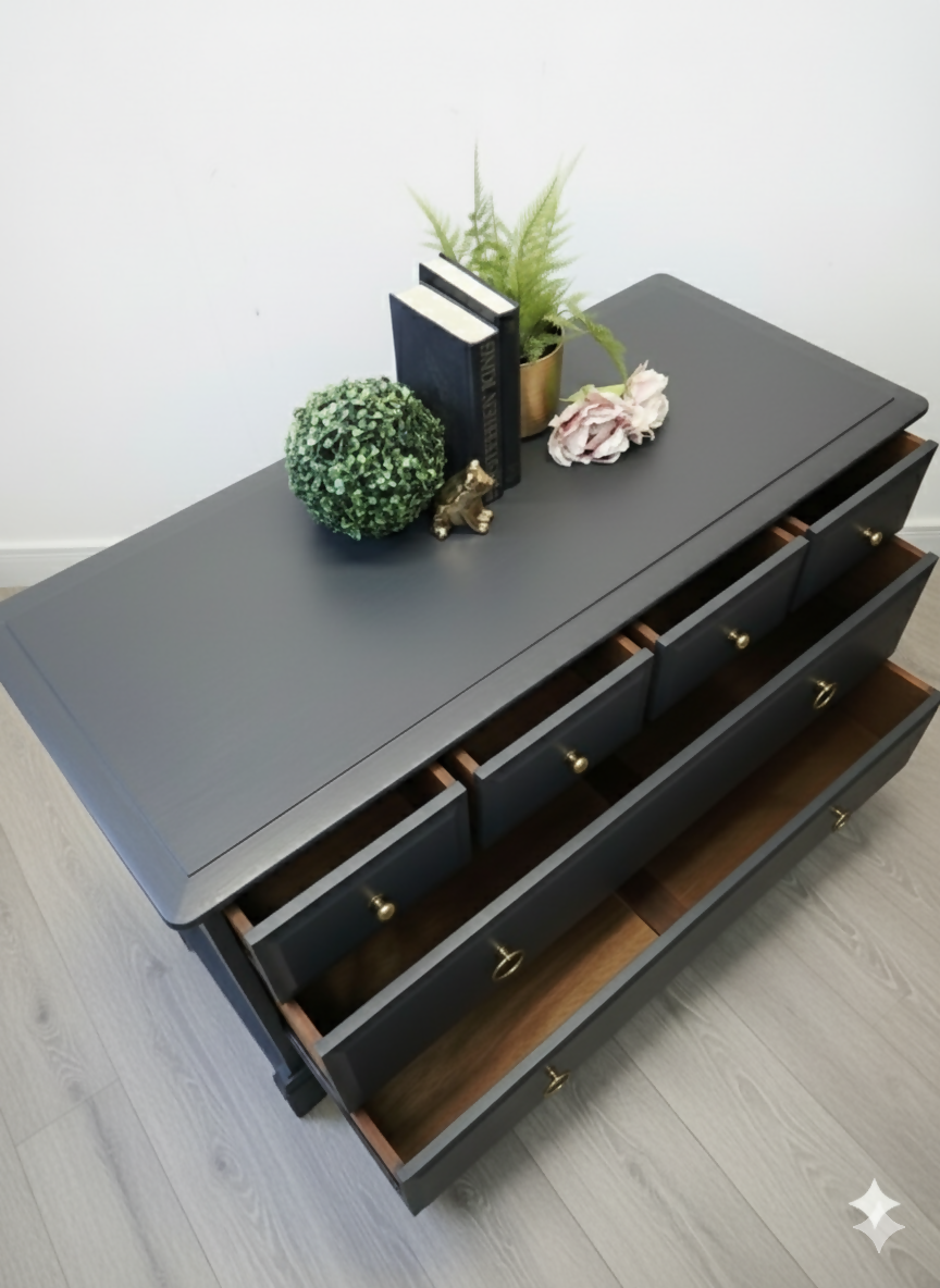 Stag minstrel chest of drawers in dark grey