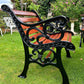 Black Vintage Cast Iron Patio Set adorned with Sapele Wood 3 seater Benches included