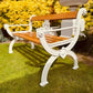 Rare White Cast Iron and Oak Garden Bench