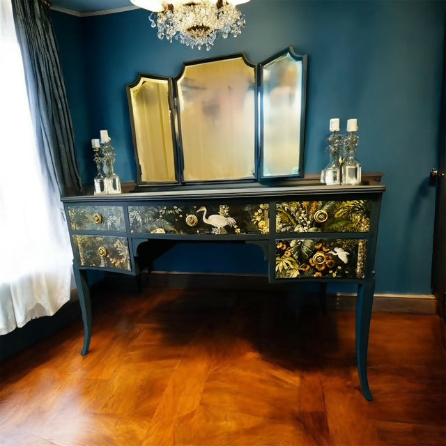 Stunning ink blue Dressing Table with triple mirror