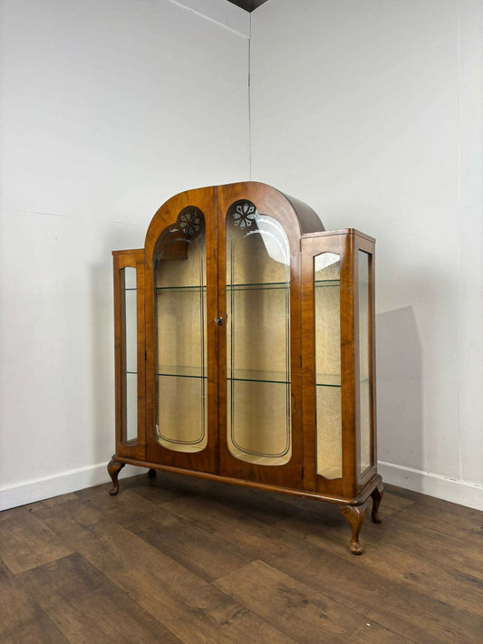 Art Deco Walnut Veneered Display Cabinet