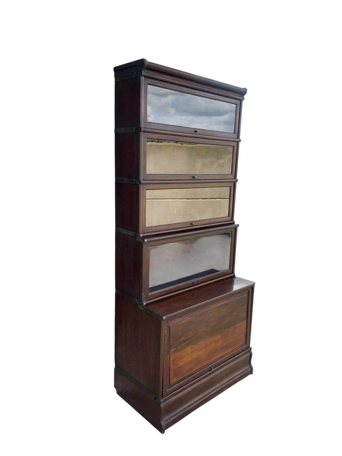 Antique Globe-Wernicke Oak barrister bookcase tall vintage display cabinet