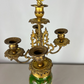 Mantel Clock Set Antique French Garniture Porcelain Bronze Candelabras LOT 3620