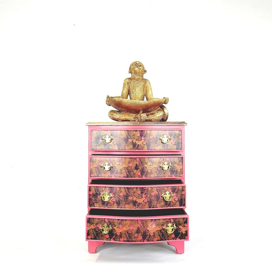 Beautiful pink hand painted chest of drawers