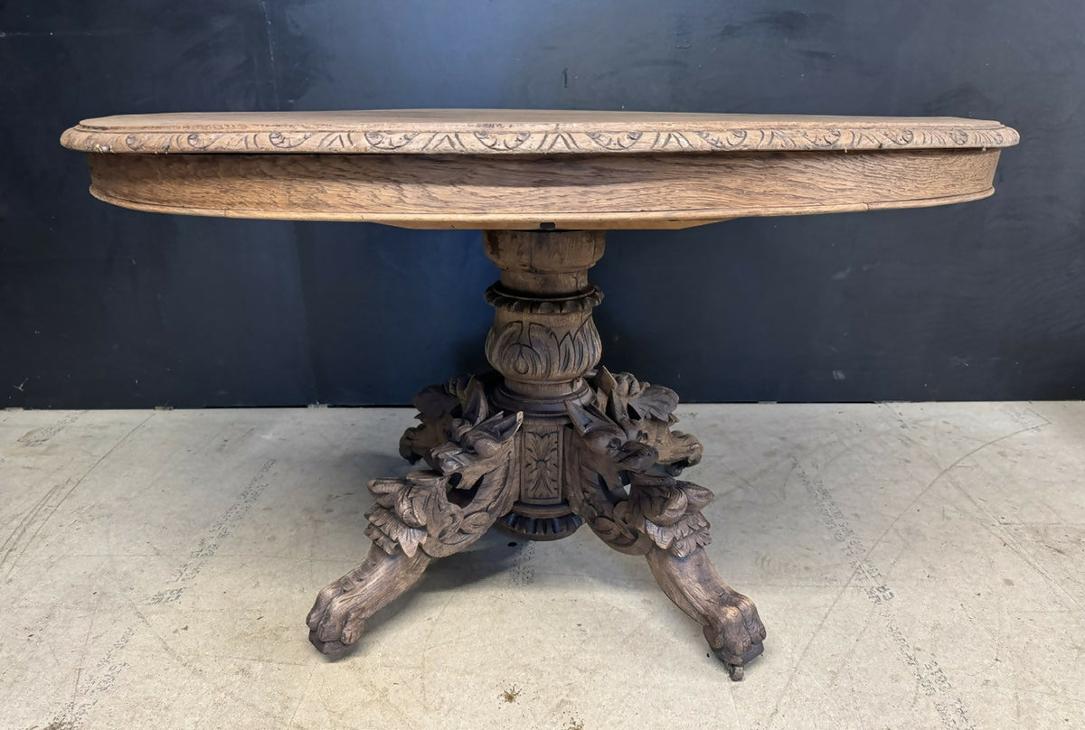 French Carved Oak Hunting Table