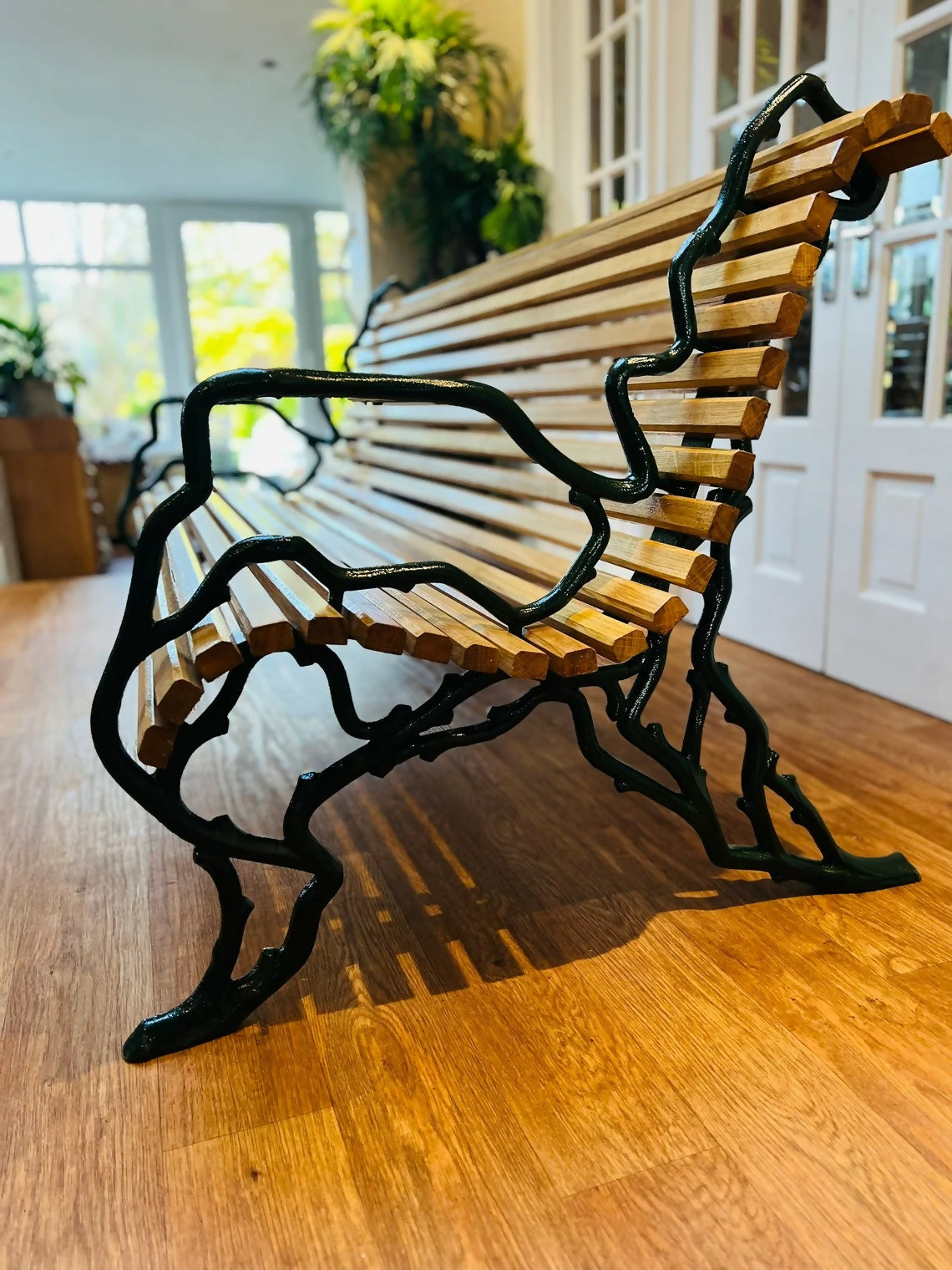 Cast Iron Garden Bench Seat Chair Oak Wood