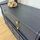 Mid Century Nathan teak modular sideboard set in navy blue, tv stand, media unit, retro corner cupboard, console, cocktail cabinet drinks